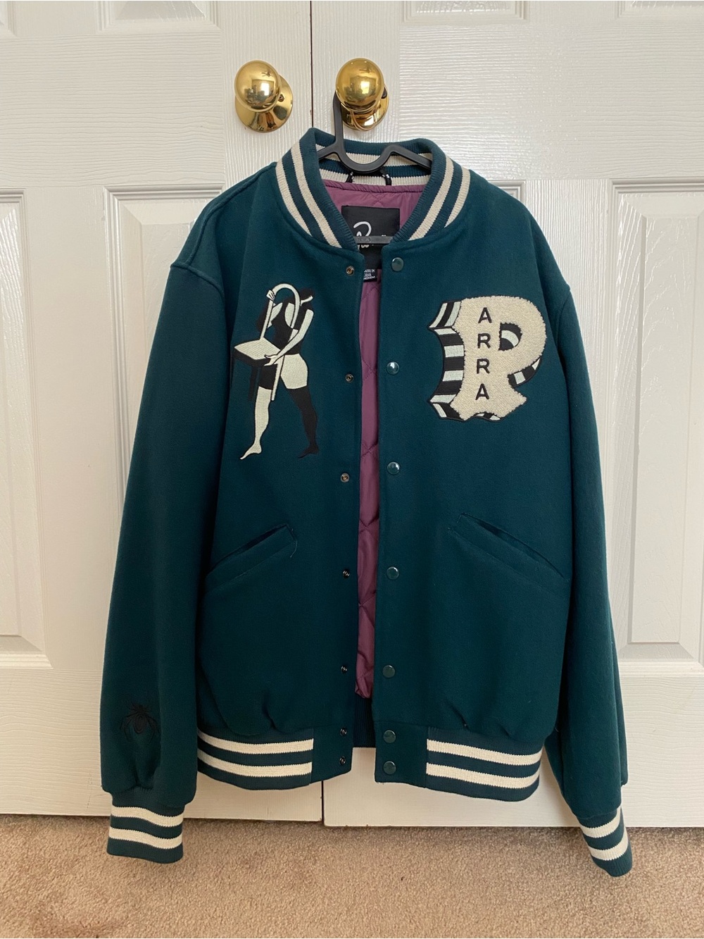 Parra Cloudy Star Varsity Jacket (Pine Green / Medium)